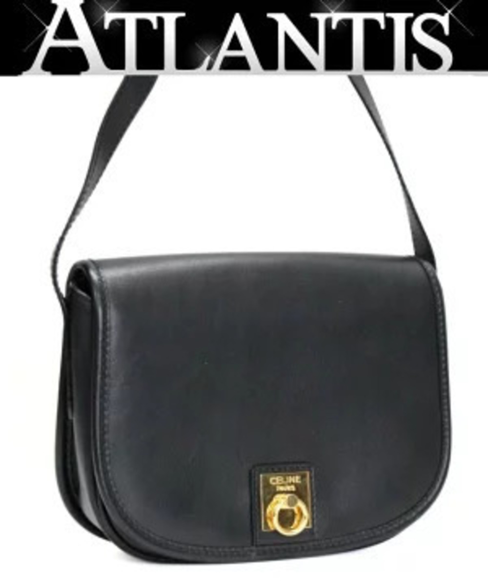 Celine Shoulder Bag Cancini Leather Black